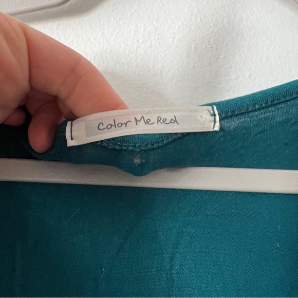 Color Me Red Grecian style teal maxi dress size S/M - Picture 6 of 6